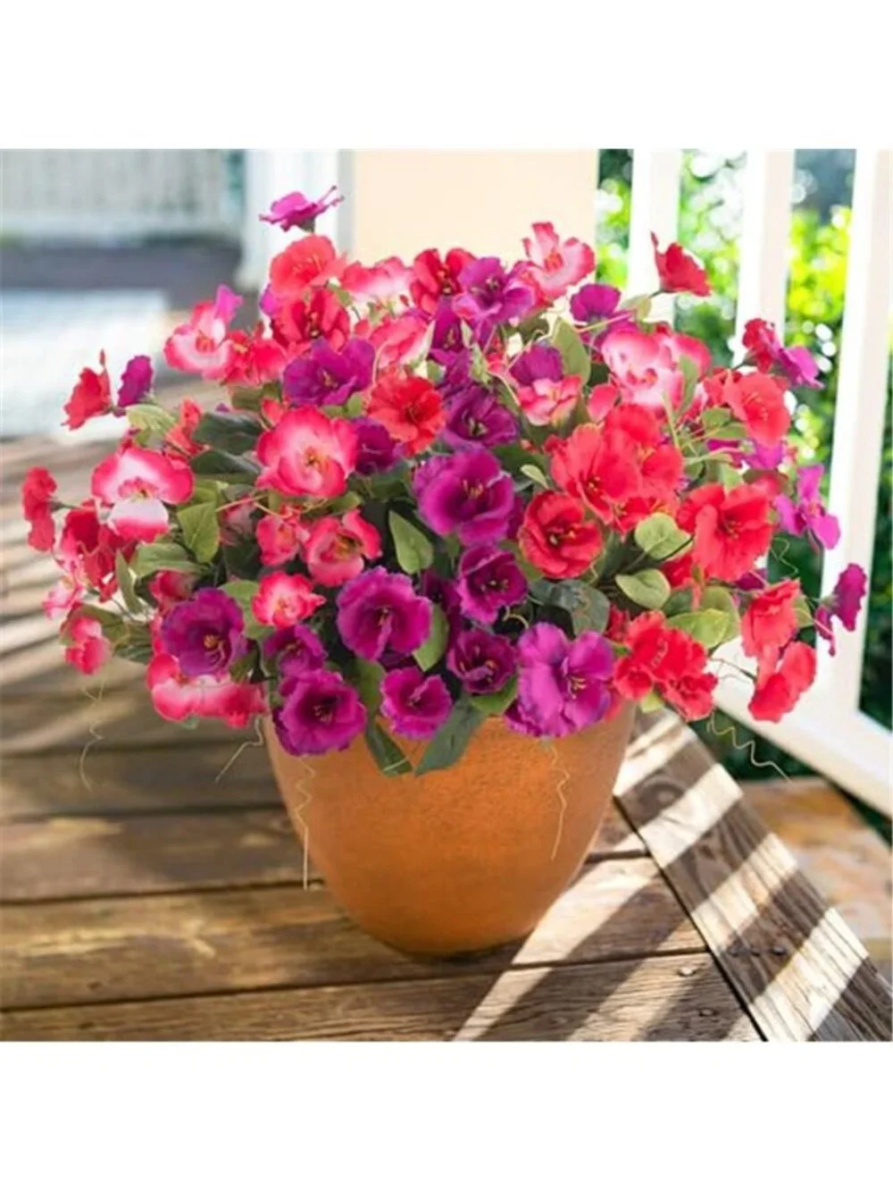 Artificial Hibiscus Flowers Outdoor UV Resistant Faux Silk Plants 6 Bundle Mixed